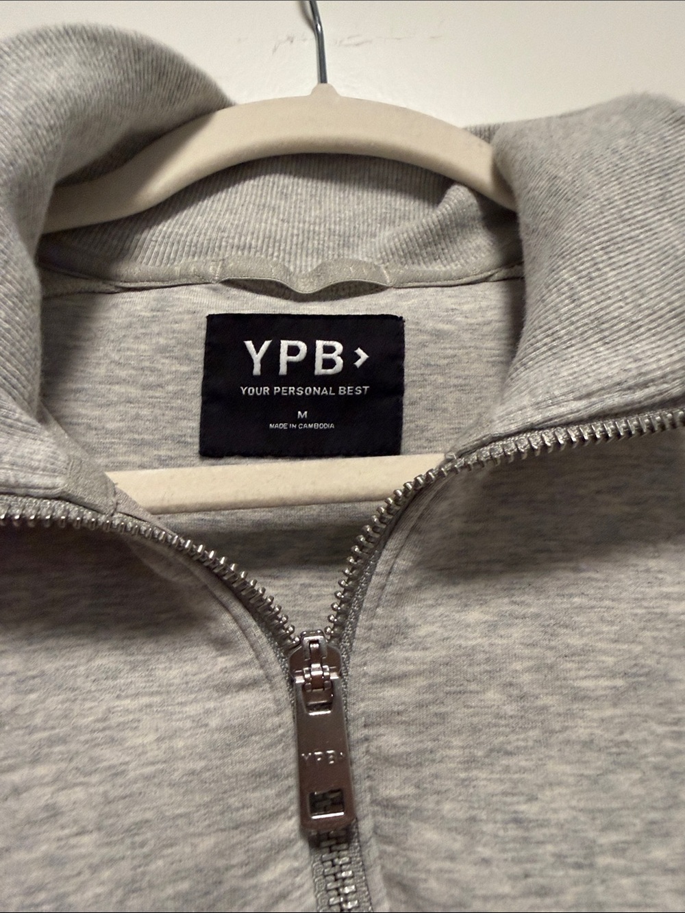 Abercrombie YPB Light Gray Cropped Quarter-Zip Sweatshirt - Picture 2 of 4